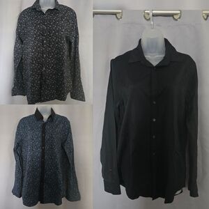 EXPRESS 3 Mens Black and Patterned Button-Up Shirt Bundle